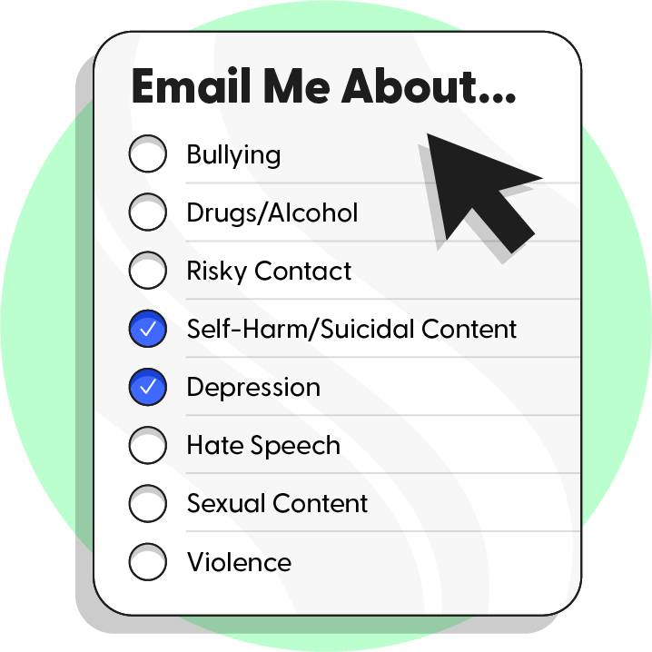 Illustration of a list of issue types to be emailed about