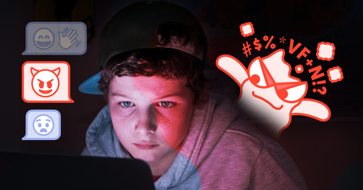 Why Do People Bully A stock image of a child with a ghost representing a cyberbullying looking over his shoulder
