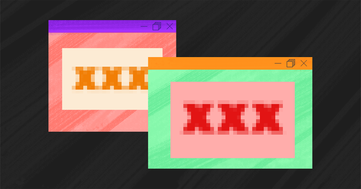 Watching Porn Two browser images with pixelation