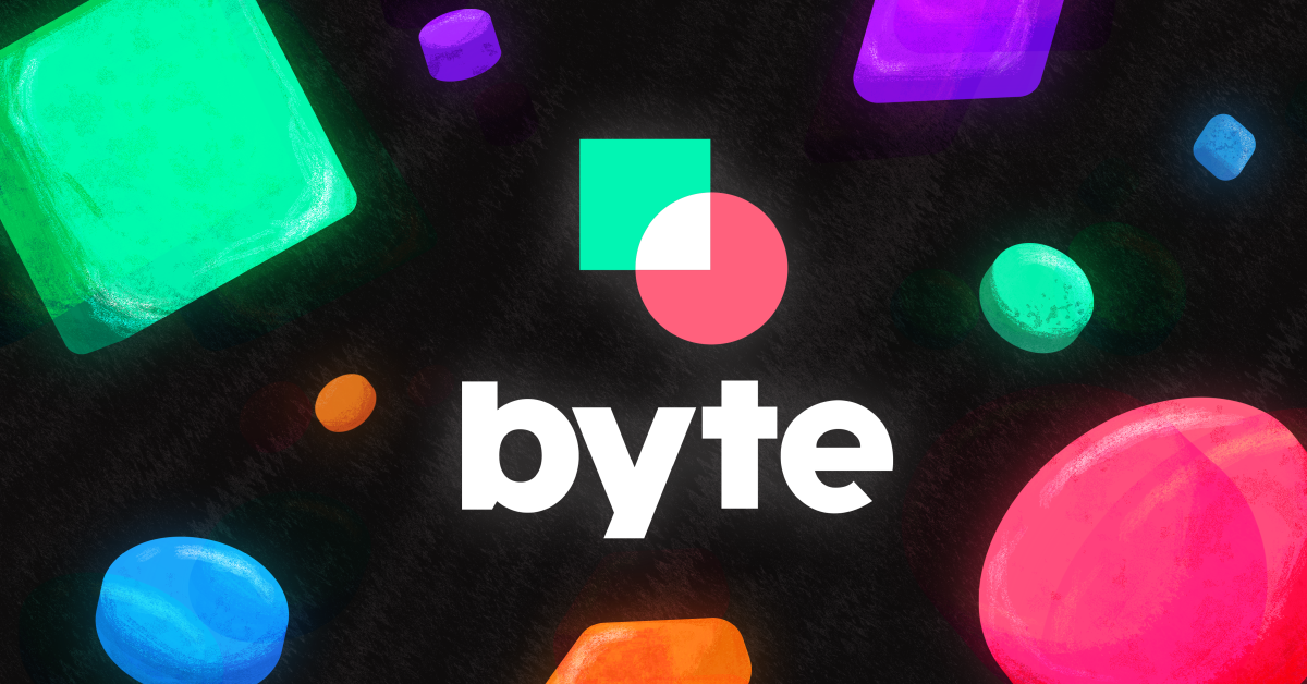Byte App The Byte app logo with colorful shapes around it