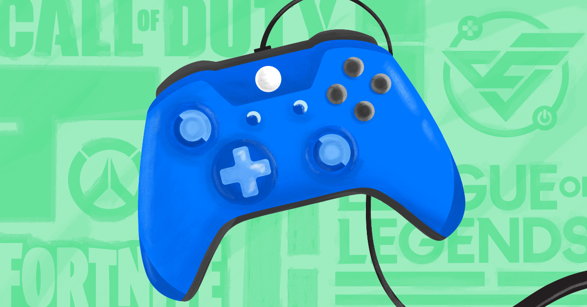 What is esports? XBox controller on a light green background