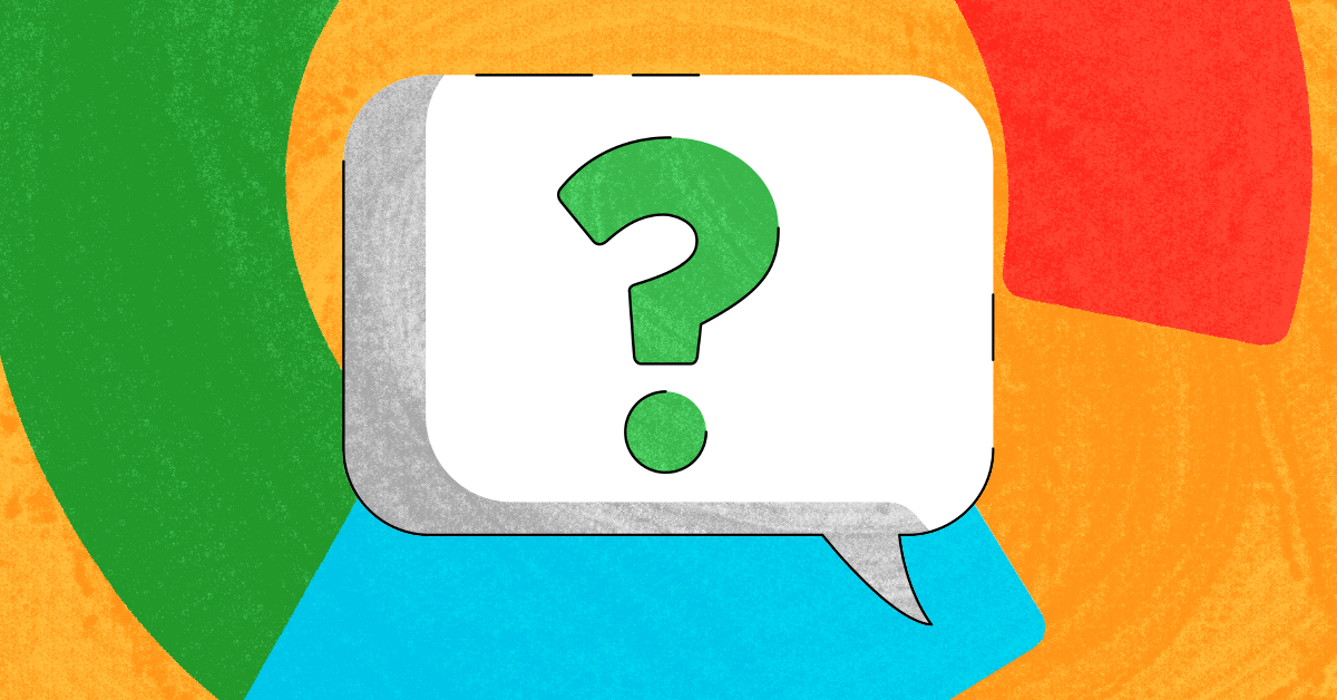 Settings on Chromebook A question mark in a speech bubble with the Google logo in the background