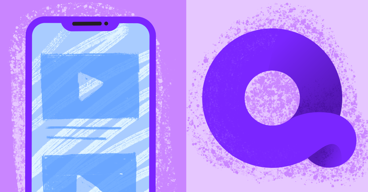 Quibi The Quibi logo beside an illustration of a smartphone