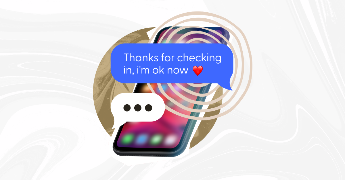 talk about suicide text message saying "Thanks for checking in, I'm ok now" with a heart emoji