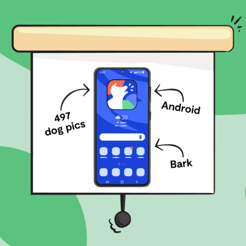 Kids phone illustration with pull-down screen