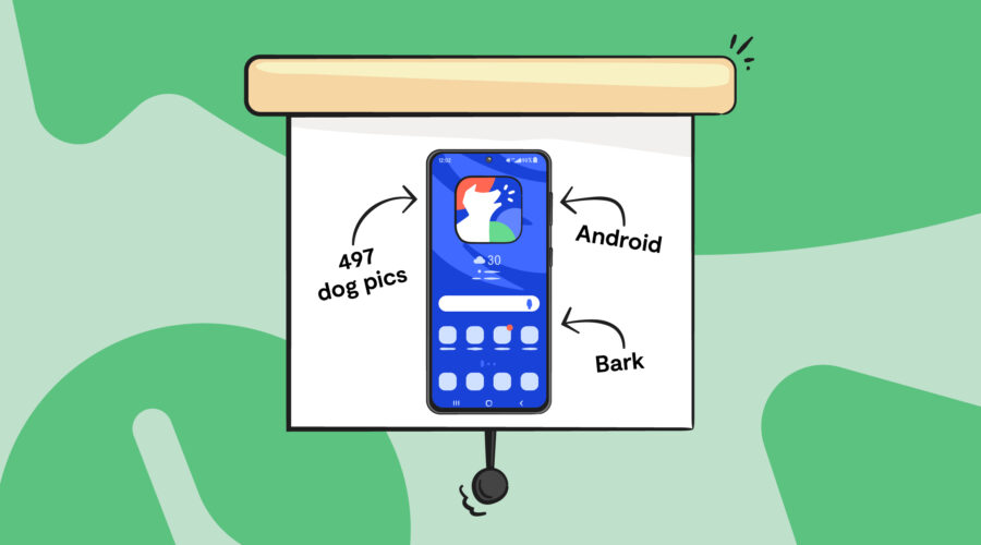 Kids phone illustration with pull-down screen