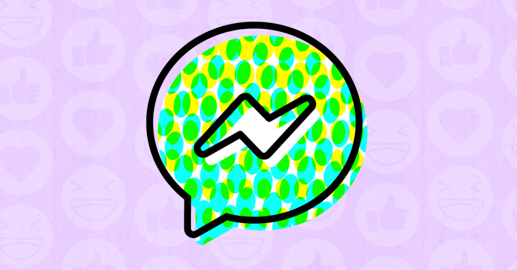 The Messenger Kids logo against a light purple background