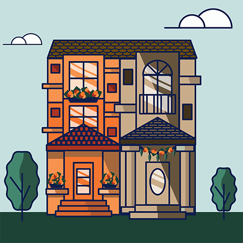 Illustration of a 2 story house