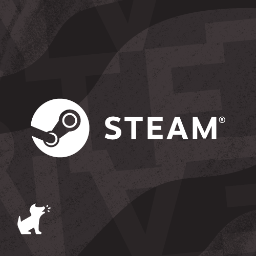 The Steam logo against a charcoal grey background