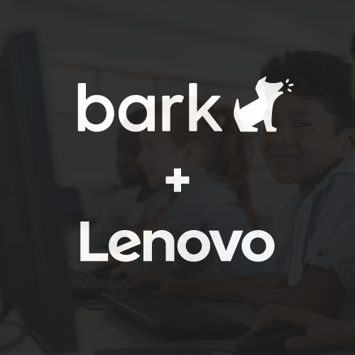 The Bark and Lenovo logos on a black background
