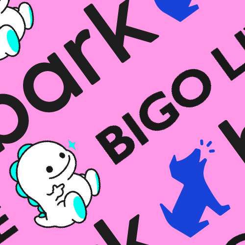 The BIGO LIVE logo and the Bark logo on a warm pink background