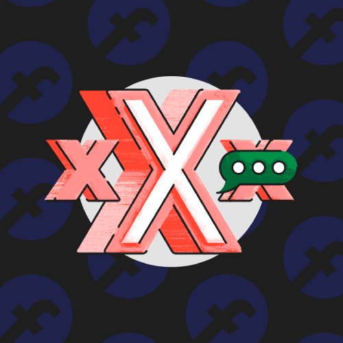 FB glitch — red x symbols against a dark blue and black background