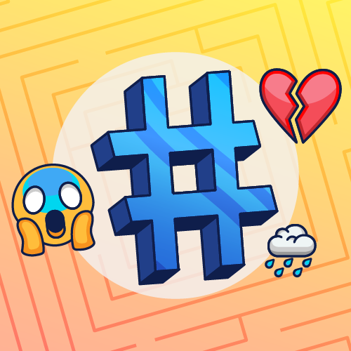 Hashtag symbol with emojis