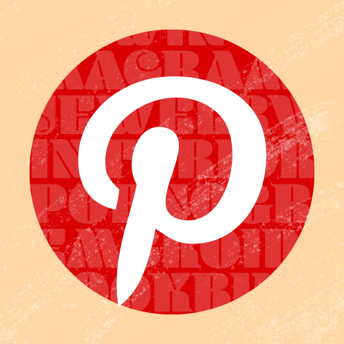 A Pinterest logo on a yellow-orange background