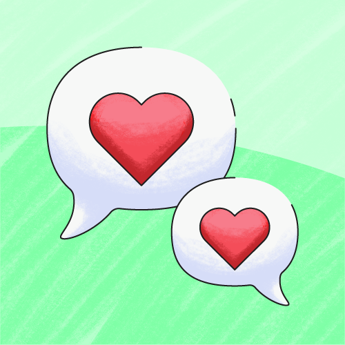 Text bubbles with hearts for digital citizenship