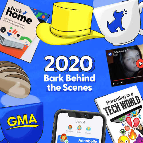 A fancy hat, loaf of bread, Bark mug, Bark Home, book, phone screen, and YouTube screen