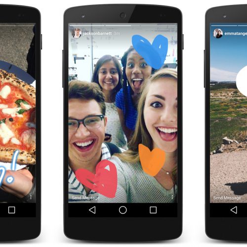 3 smartphones showing different Instagram stories