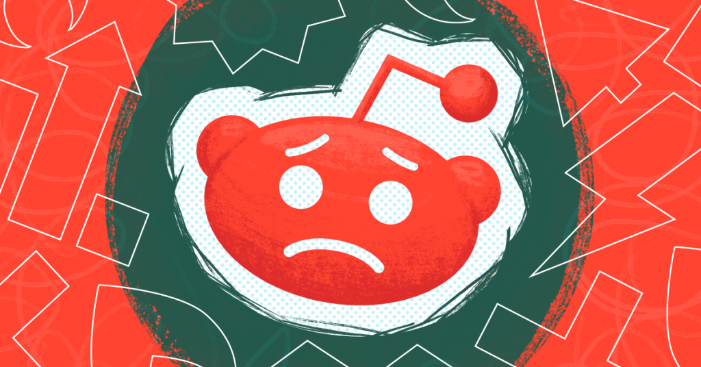 The Reddit logo against a red and green background