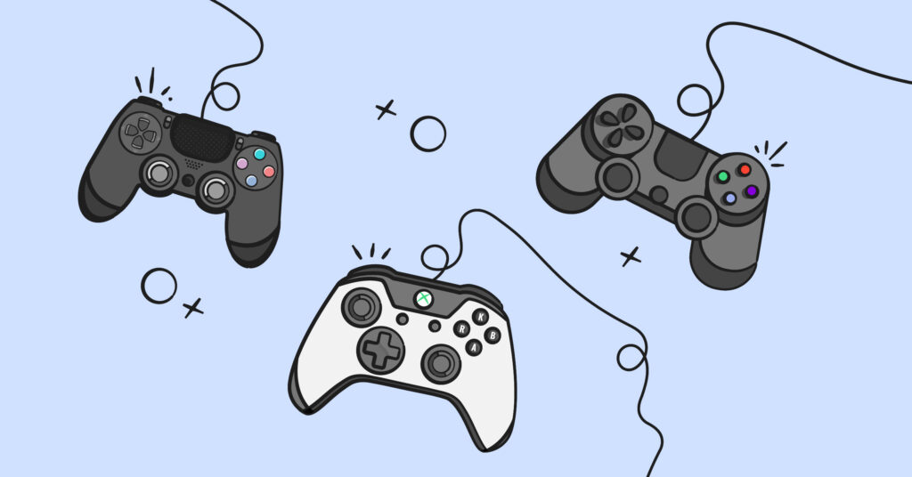 Video games for kids illustration of controllers