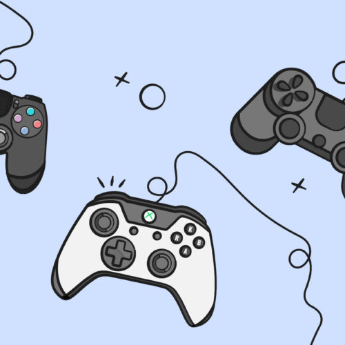 Video games for kids illustration of controllers