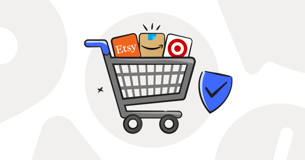 shopping cart illustration with apps - online shopping safety