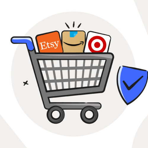 shopping cart illustration with apps - online shopping safety