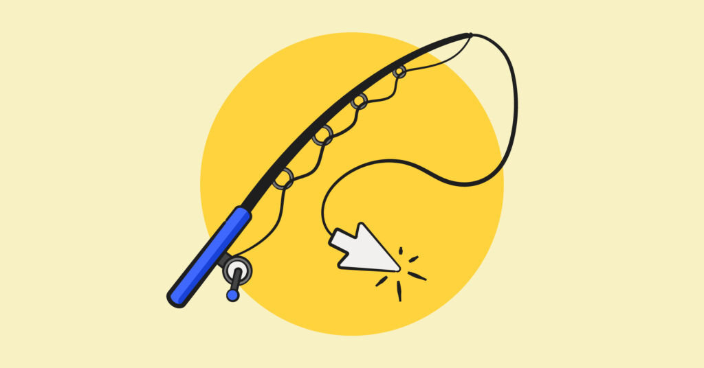 What is clickbait header image of fishing pole with cursor