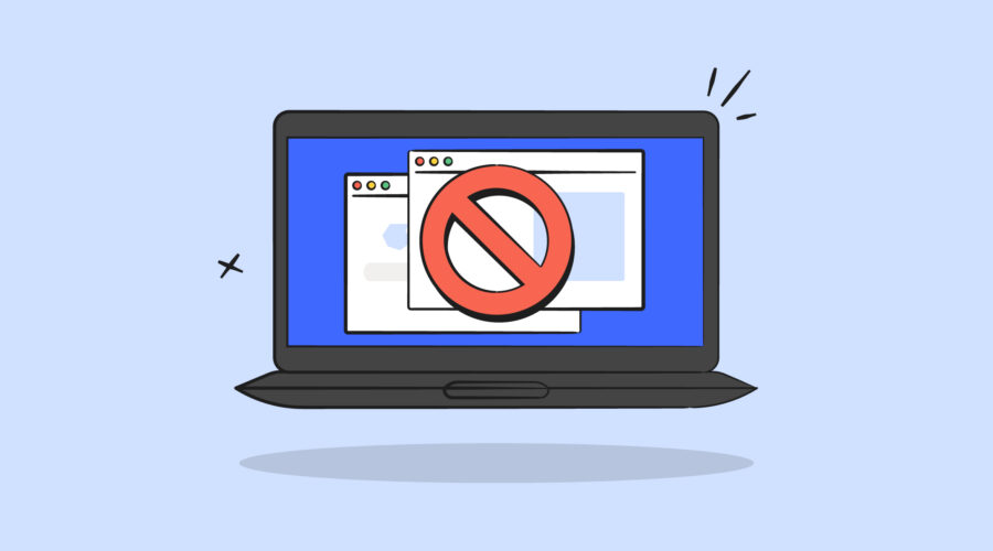 block websites header of laptop with "no" symbol