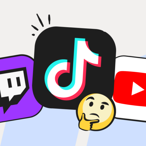 video sharing app icons: Twitch, TikTok, and YouTube