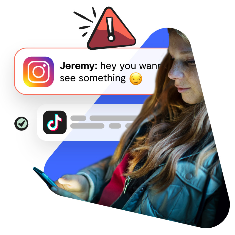 child texting on Instagram - parental monitoring app