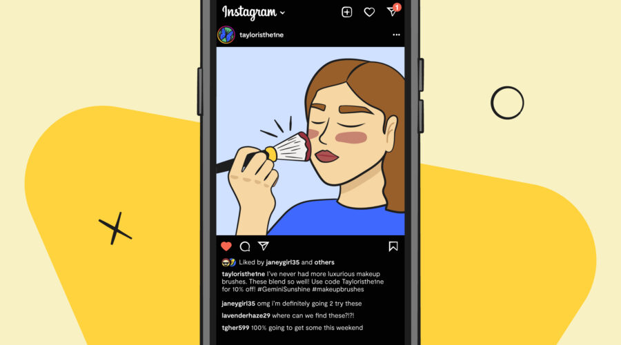 Instagram post featuring make-up influencer: social media influencers impact on youth