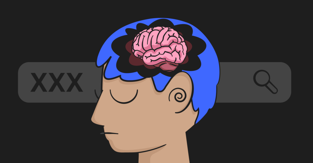 cartoon kid with illustrated brain, looking sad