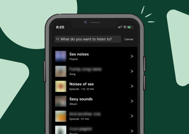 Spotify porn header image: playlist with explicit track titles