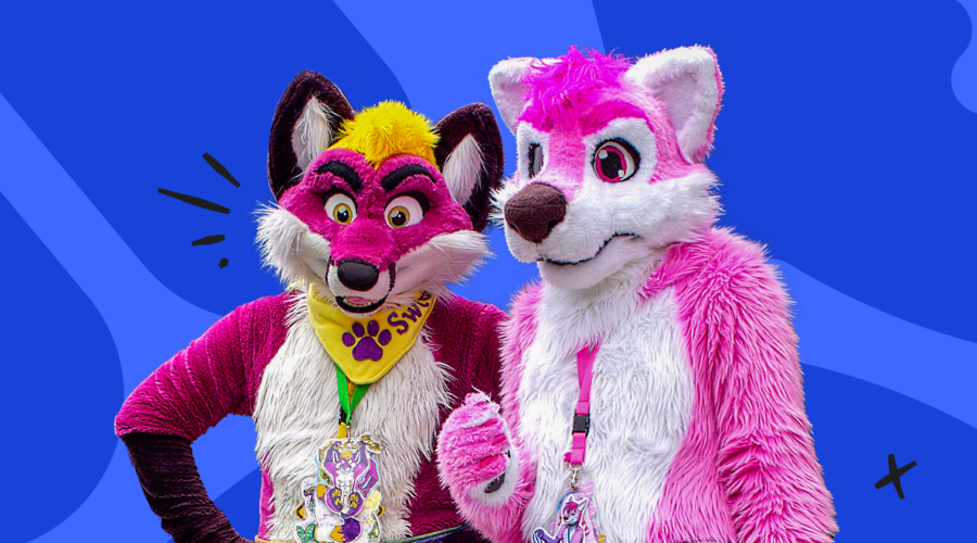 "What is a furry?"header image with two pink furry creatures