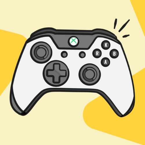 gaming controller with yellow background