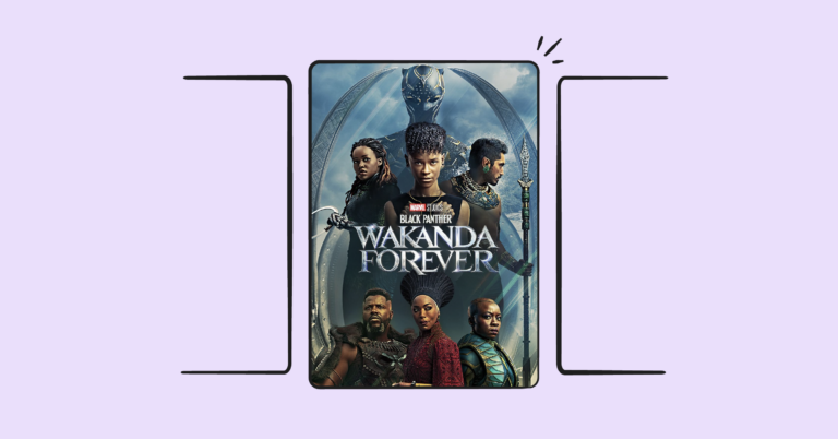 Black Panther Wakanda Forever movie poster with purple background