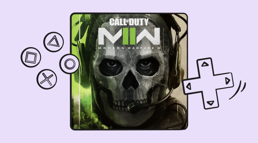 call of duty poster with illustrated gaming buttons around it