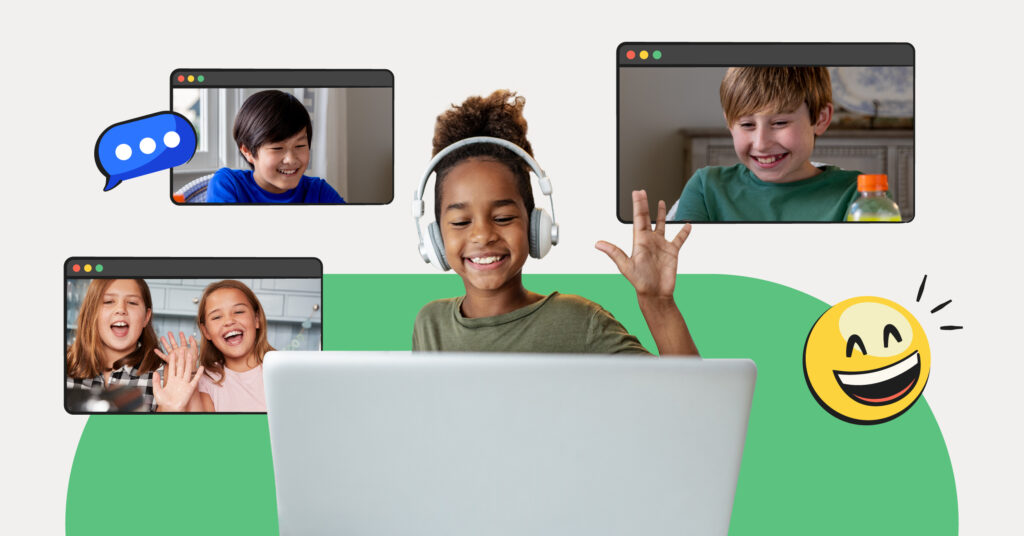 Online friendships header image - kids on laptops