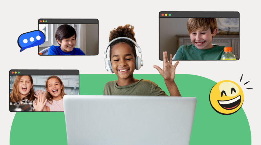 Online friendships header image - kids on laptops