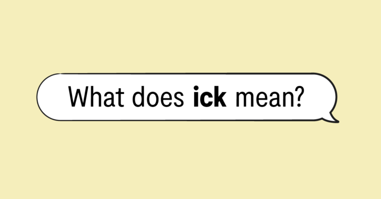 "what does ick mean" in speech bubble and yellow background