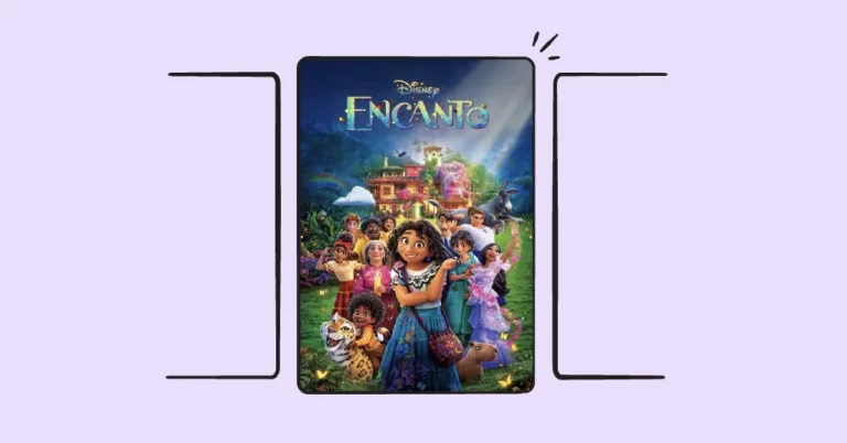 Encanto movie poster; purple background