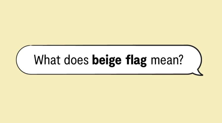 "what does beige flag mean?" in a speech bubble