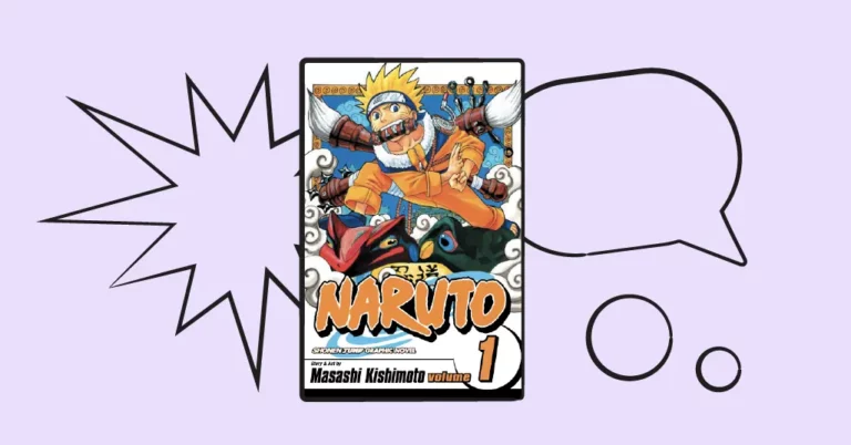 naruto title cover with comic illustrations around it