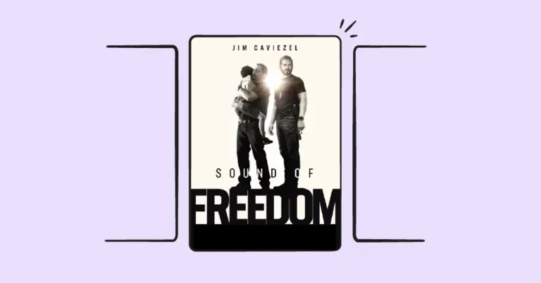 sound of freedom movie poster; purple background