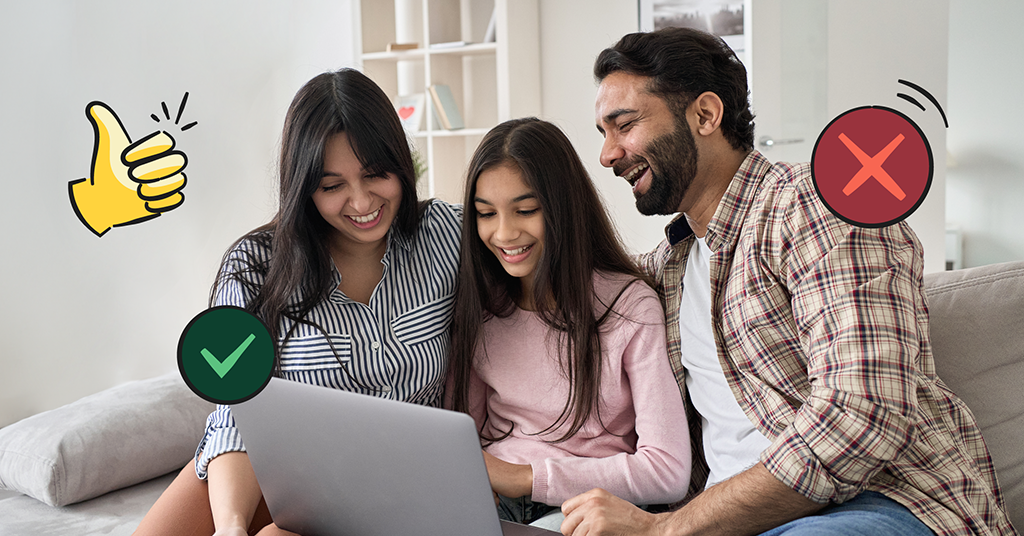 family looking at a computer