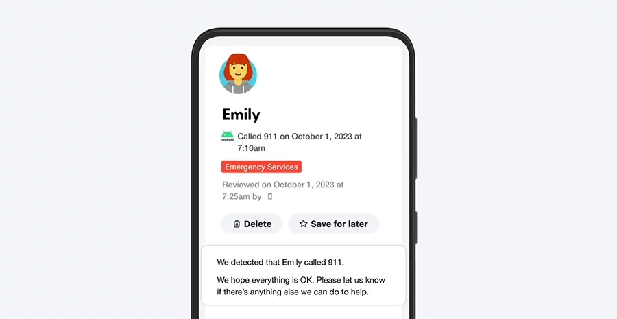 911 call alert for parent