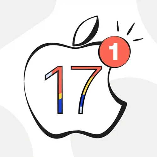 apple logo, number 17, red notification badge