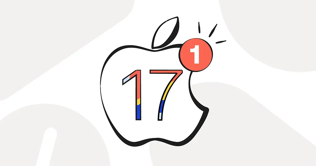 apple logo, number 17, red notification badge