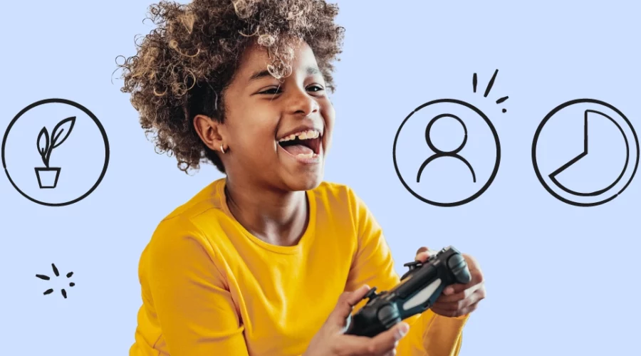 young kid with video game controller