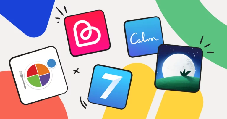 health app icons with colorful background